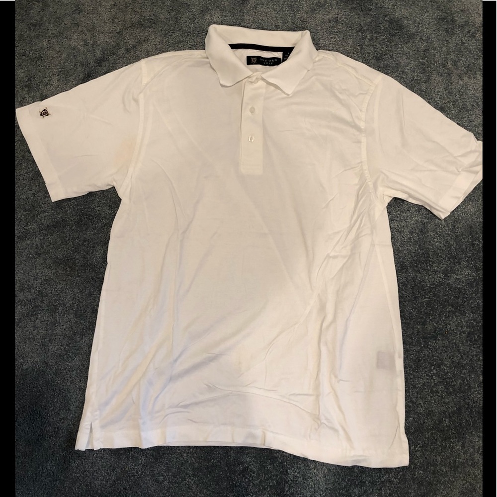 Men’s new white cotton golf shirt, size small